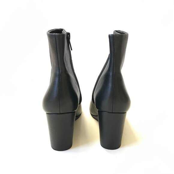 NEW Vince Andy Leather Wedge Ankle Booties Boots Womens 37 7 Black Square Toe - Picture 7 of 10